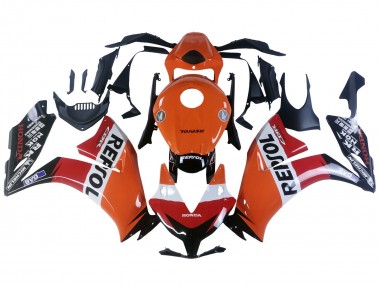 Custom 2012-2016 Honda CBR1000RR Motorcycle Fairings - Orange White Red Repsol UK