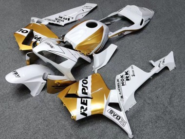Custom 2003-2004 Honda CBR600RR Motorcycle Fairings - White Gold Black Repsol UK
