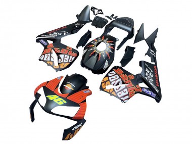Custom 2003-2004 Honda CBR600RR Motorcycle Fairings - Matte Black Orange Repsol Rossi 46 UK