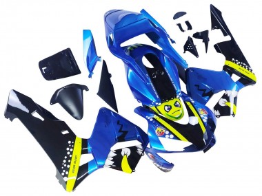 Custom 2003-2004 Honda CBR600RR Motorcycle Fairings - Blue Neon Yellow Glossy Black Shark UK