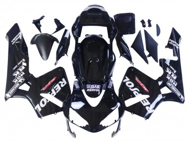 Custom 2003-2004 Honda CBR600RR Motorcycle Fairings - Glossy Black White Repsol UK