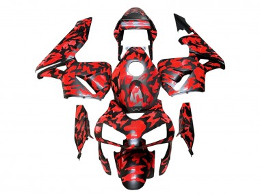 Custom 2003-2004 Honda CBR600RR Motorcycle Fairings - Black Red Grey Camouflage UK