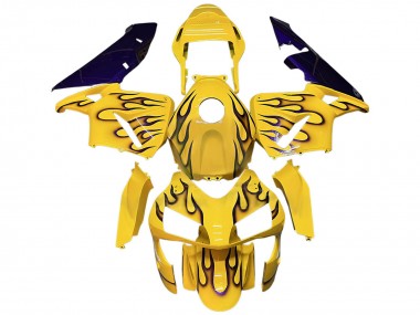 Custom 2003-2004 Honda CBR600RR Motorcycle Fairings - Yellow Black Flame UK