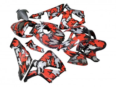 Custom 2005-2006 Honda CBR600RR Motorcycle Fairings - Black with Red Grey Camouflage UK