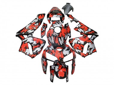 Custom 2005-2006 Honda CBR600RR Motorcycle Fairings - Black with Red Grey Camouflage UK