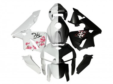 Custom 2005-2006 Honda CBR600RR Motorcycle Fairings - Black White with Cherry Blossom UK