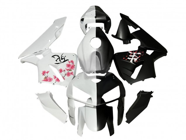2005-2006 Honda CBR600RR Motorcycle Fairings - Black White with Cherry Blossom UK