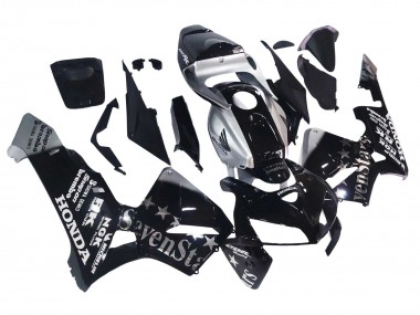 Custom 2005-2006 Honda CBR600RR Motorcycle Fairings - Black Silver SevenStars UK