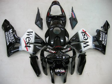 Custom 2005-2006 Honda CBR600RR Motorcycle Fairings - Glossy Black White West UK