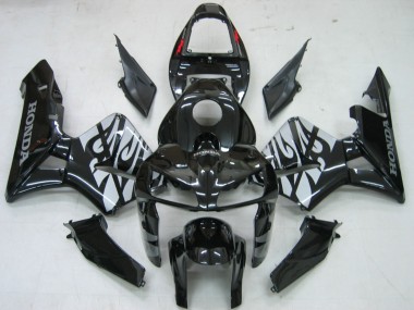 Custom 2005-2006 Honda CBR600RR Motorcycle Fairings - Glossy Black Grey Flame UK