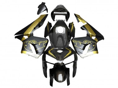 Custom 2005-2006 Honda CBR600RR Motorcycle Fairings - Black Gold Carbon Fiber UK