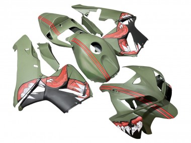 Custom 2005-2006 Honda CBR600RR Motorcycle Fairings - Green Red Shark UK