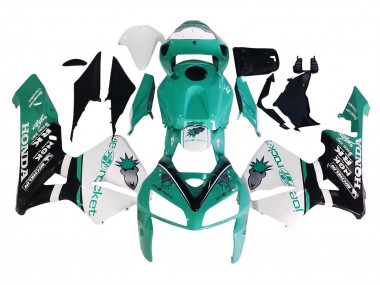 Custom 2005-2006 Honda CBR600RR Motorcycle Fairings - Light Green White Glossy Black Joe Rocket UK