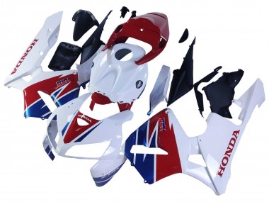 Custom 2005-2006 Honda CBR600RR Motorcycle Fairing - White Red Blue HRC UK
