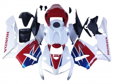 Custom 2005-2006 Honda CBR600RR Motorcycle Fairing - White Red Blue HRC UK