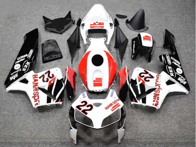 2005-2006 Honda CBR600RR Motorcycle Fairings - White Red Glossy Black HannSpree 22 UK