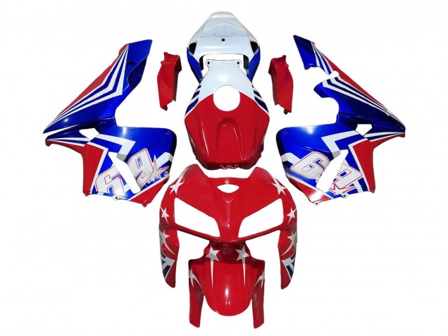 2005-2006 Honda CBR600RR Motorcycle Fairings - Red White Blue 69 UK