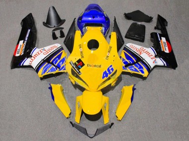 Custom 2005-2006 Honda CBR600RR Motorcycle Fairings - Yellow Blue White Nastro Azzurro 46 UK