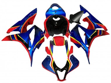 Custom 2007-2008 Honda CBR600RR Motorcycle Fairings - Blue Red Yellow Glossy Black UK