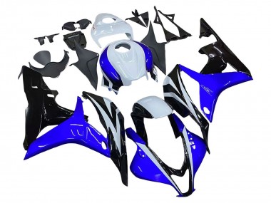 Custom 2007-2008 Honda CBR600RR Motorcycle Fairing - White Blue Glossy Black UK