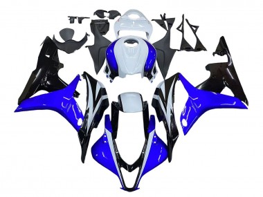 Custom 2007-2008 Honda CBR600RR Motorcycle Fairing - White Blue Glossy Black UK