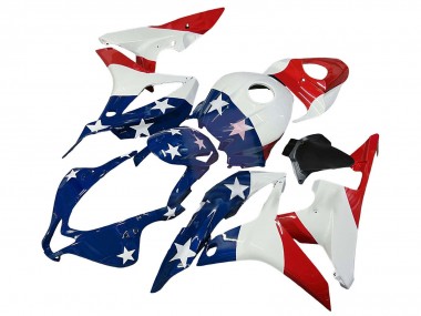 Custom 2007-2008 Honda CBR600RR Motorcycle Fairings - White Blue Red Star UK