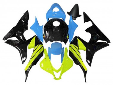 Custom 2007-2008 Honda CBR600RR Motorcycle Fairings - Blue Yellow Glossy Black UK
