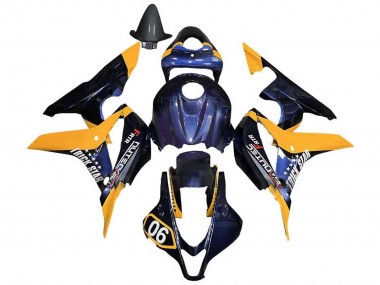 Custom 2007-2008 Honda CBR600RR Motorcycle Fairings - Orange Dark Blue Trick Star 06 UK