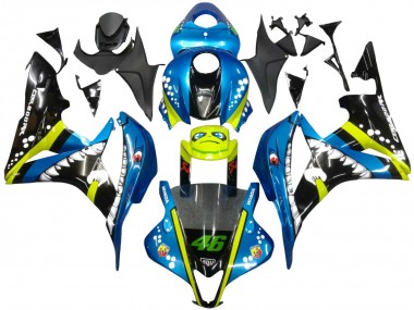 Custom 2007-2008 Honda CBR600RR Motorcycle Fairings - Green Yellow Glossy Black Shark 46 UK