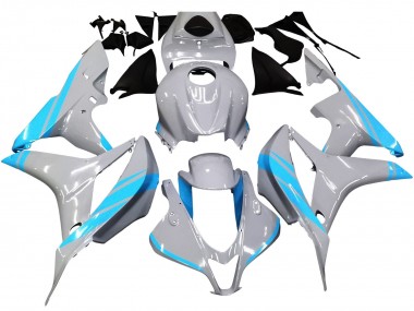 Custom 2007-2008 Honda CBR600RR Motorcycle Fairings - Glossy Grey Light Blue UK