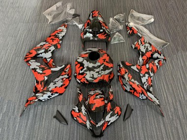 Custom 2007-2008 Honda CBR600RR Motorcycle Fairings - Red Grey Camouflage UK