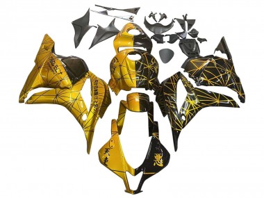 Custom 2009-2012 Honda CBR600RR Motorcycle Fairings - Gold Glossy Black UK