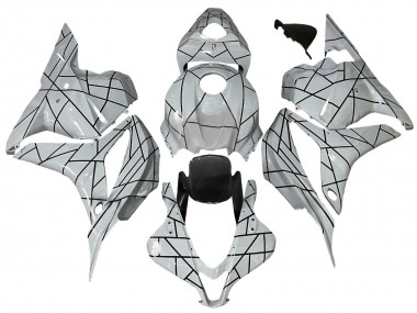 Custom 2009-2012 Honda CBR600RR Motorcycle Fairings - White Grey Black Lines UK