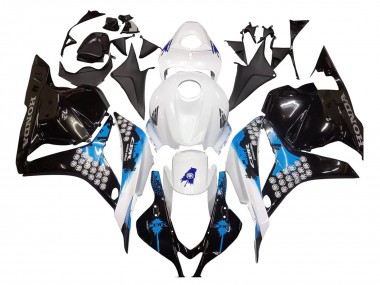 Custom 2009-2012 Honda CBR600RR Motorcycle Fairings Kit - White Blue Glossy Black UK
