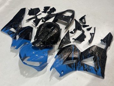 Custom 2009-2012 Honda CBR600RR Motorcycle Fairings - Black Forged Carbon Fiber Blue UK
