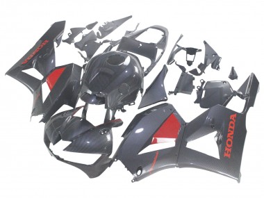 Custom 2013-2023 Honda CBR600RR Motorcycle Fairings - Black Carbon Fiber Red UK