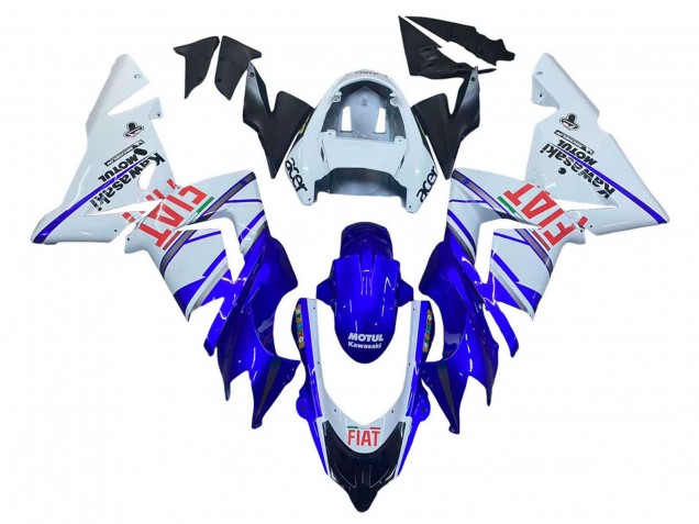 2004-2005 Kawasaki ZX10R Motorcycle Fairings - Glossy Blue White Fiat Motul UK