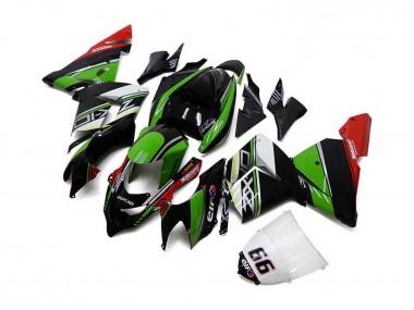 Custom 2004-2005 Kawasaki ZX10R Motorcycle Fairings - White Black Green Elf UK