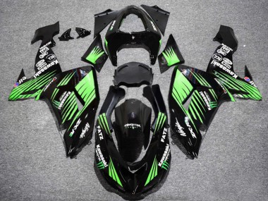 Custom 2006-2007 Kawasaki ZX10R Motorcycle Fairings - Glossy Black Green UK