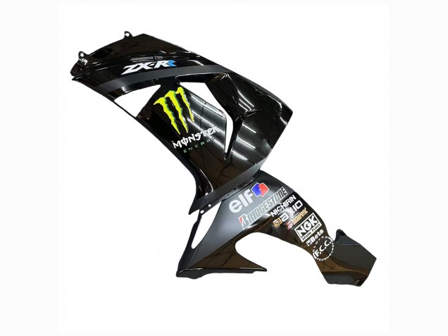 2006-2007 Kawasaki ZX10R Motorcycle Fairings - Grey Yellow Glossy Black Monster Elf UK