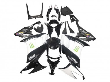 Custom 2008-2010 Kawasaki ZX10R Motorcycle Fairings - Glossy Black White Green Monster Elf UK