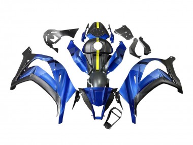 Custom 2008-2010 Kawasaki ZX10R Motorcycle Fairings - Blue Yellow Matte Black UK