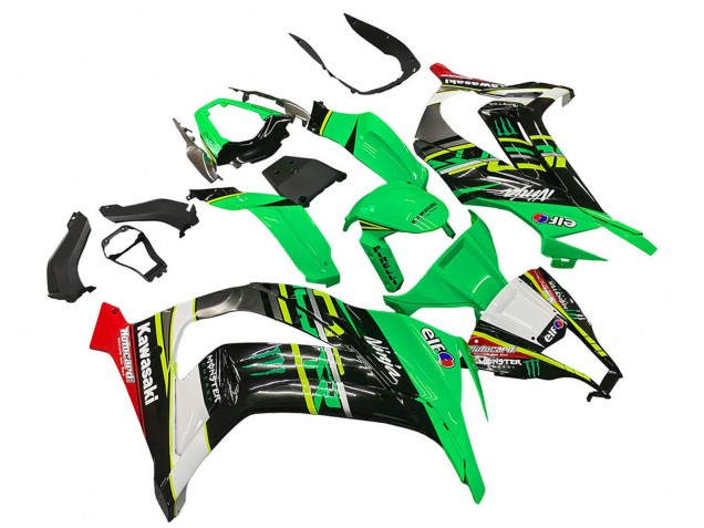 2011-2015 Kawasaki ZX10R Motorcycle Fairings - Green Yellow Black White Elf Monster UK