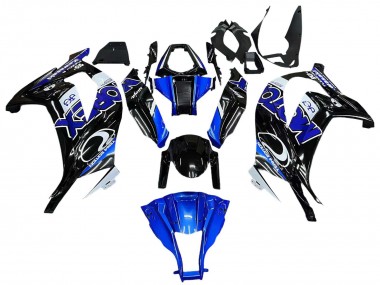 Custom 2011-2015 Kawasaki ZX10R Motorcycle Fairings - Blue White Glossy Black UK