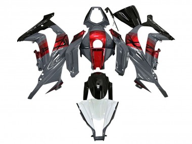 Custom 2011-2015 Kawasaki ZX10R Motorcycle Fairings - Grey RED Glossy Black UK
