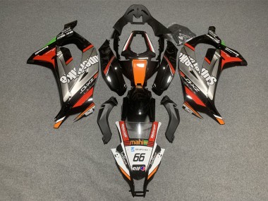 Custom 2011-2015 Kawasaki ZX10R Motorcycle Fairings - White Orange Black Mahi Elf 66 Superbike UK