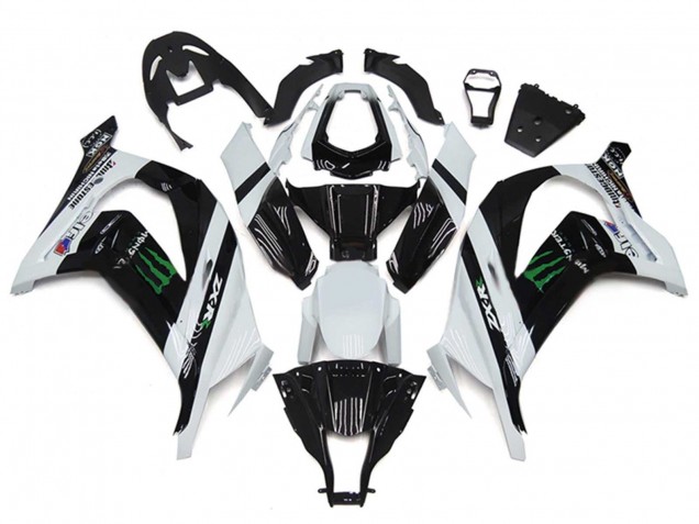 2011-2015 Kawasaki ZX10R Motorcycle Fairings - White Glossy Black Green Monster UK