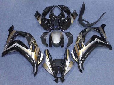 Custom 2016-2020 Kawasaki ZX10R Motorcycle Fairings - Glossy Black Silver Gold 93 UK