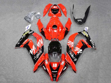 Custom 2016-2020 Kawasaki ZX10R Motorcycle Fairings - Red Glossy Black White Monster 18 UK