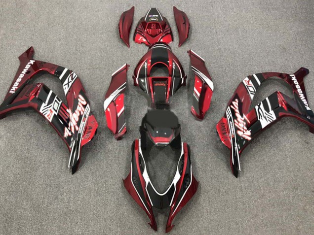 2016-2020 Kawasaki ZX10R Motorcycle Fairings - Maroon Red White Glossy Black UK